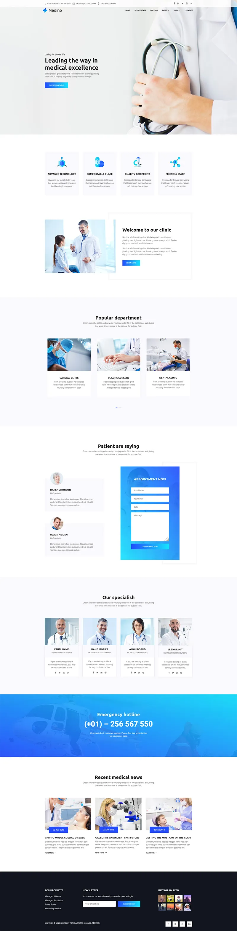 蓝白简约医疗检测机构html模板 - 享梦库-享梦库