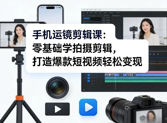 手机运镜剪辑课：零基础学拍摄剪辑，打造爆款短视频轻松变现-享梦库