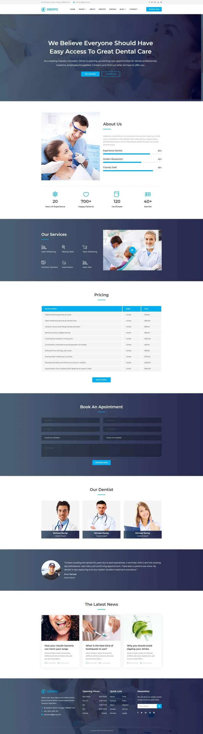 蓝色简洁牙科诊所医院html网站模板 - 享梦库-享梦库
