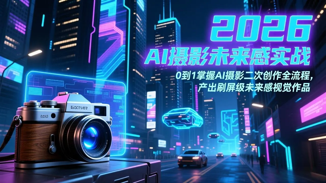 2026 AI摄影未来感实战：0到1掌握AI摄影二次创作全流程，产出刷屏级未来感视觉作品-享梦库