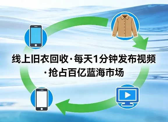 线上旧衣回收项目，我们给你提供视频，每天花一分钟发布视频，抢占百亿蓝海市场【揭秘】-享梦库