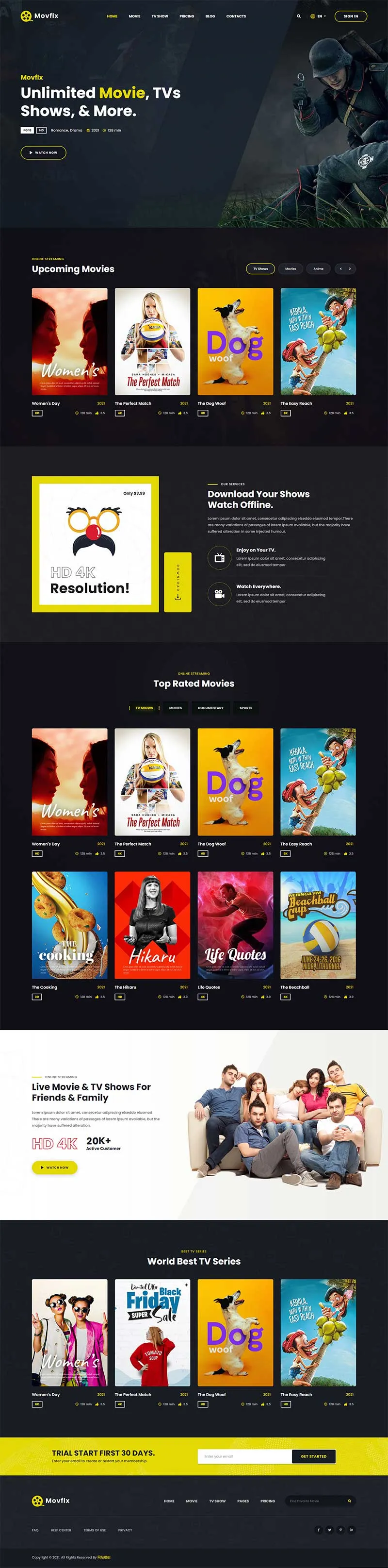 在线电影视频播放平台html网站模板-享梦库