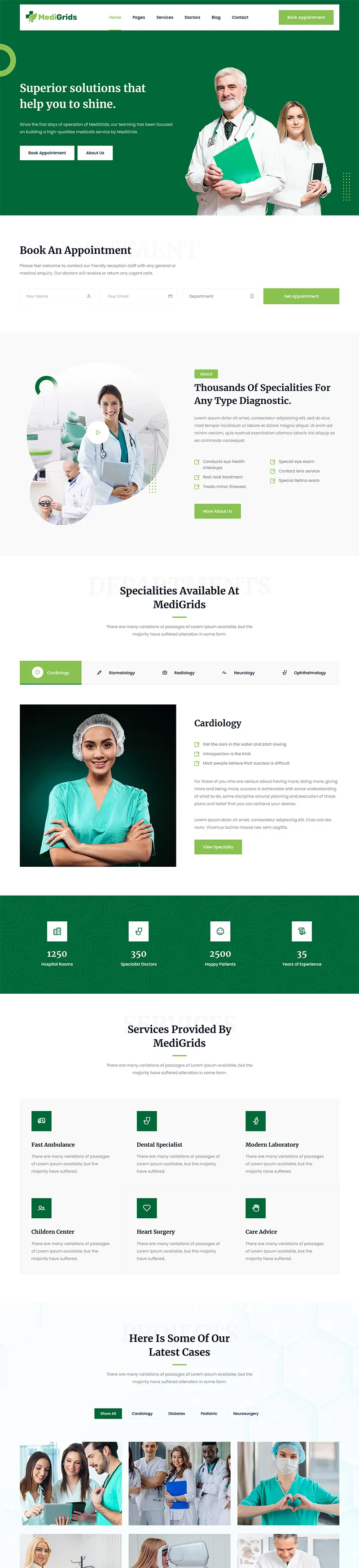 绿色医疗护理html模板-享梦库