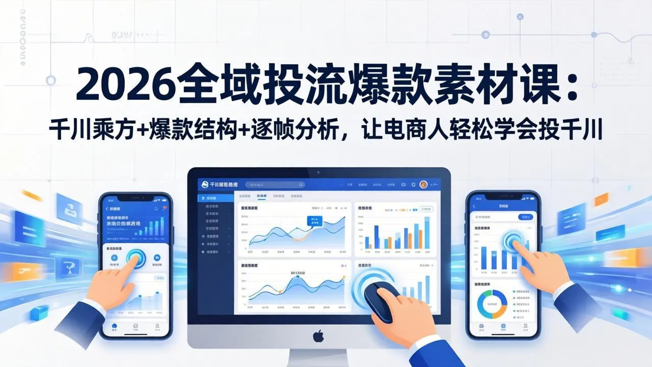 2026全域投流爆款素材课：千川乘方+爆款结构+逐帧分析，让电商人轻松学会投千川-享梦库