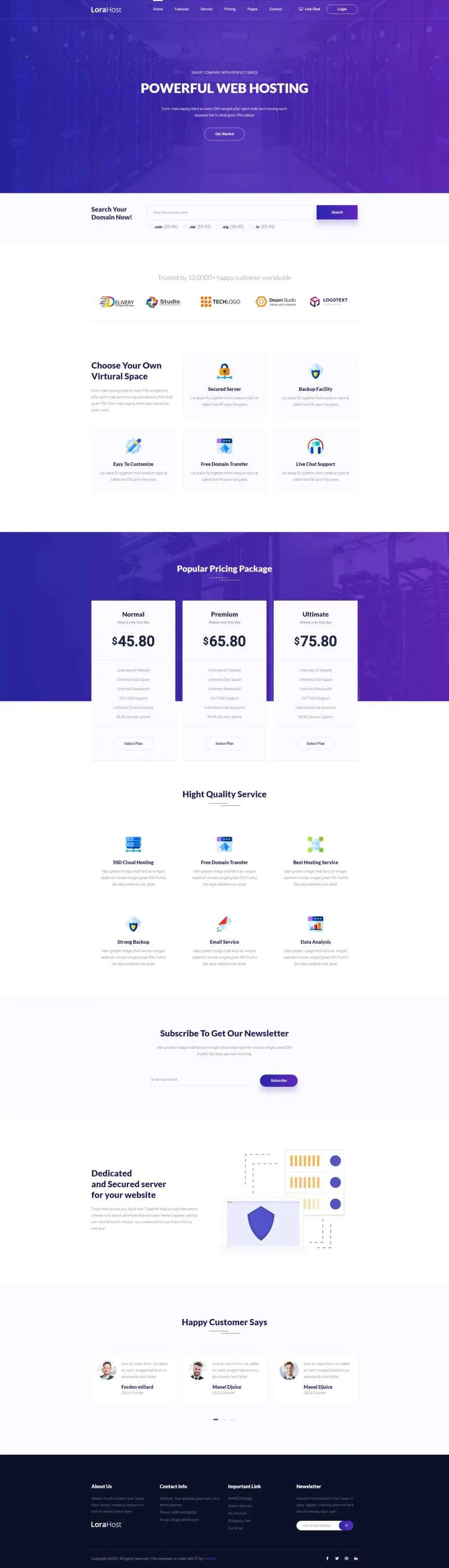 虚拟主机域名服务器托管html网站模板-享梦库