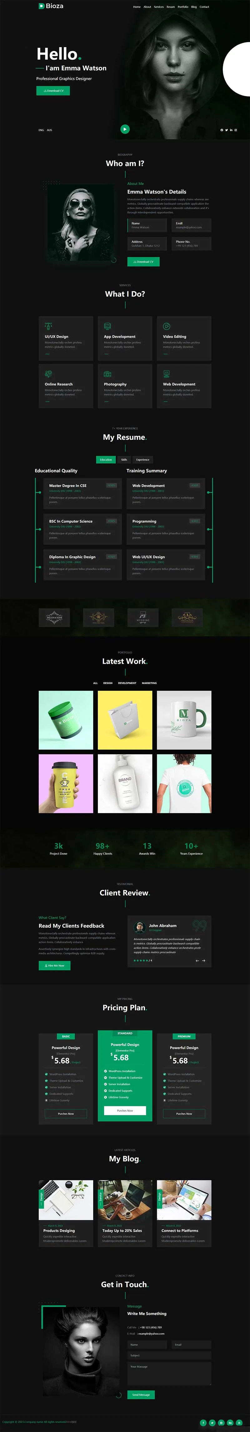 黑色图形设计师个人简历html模板-享梦库