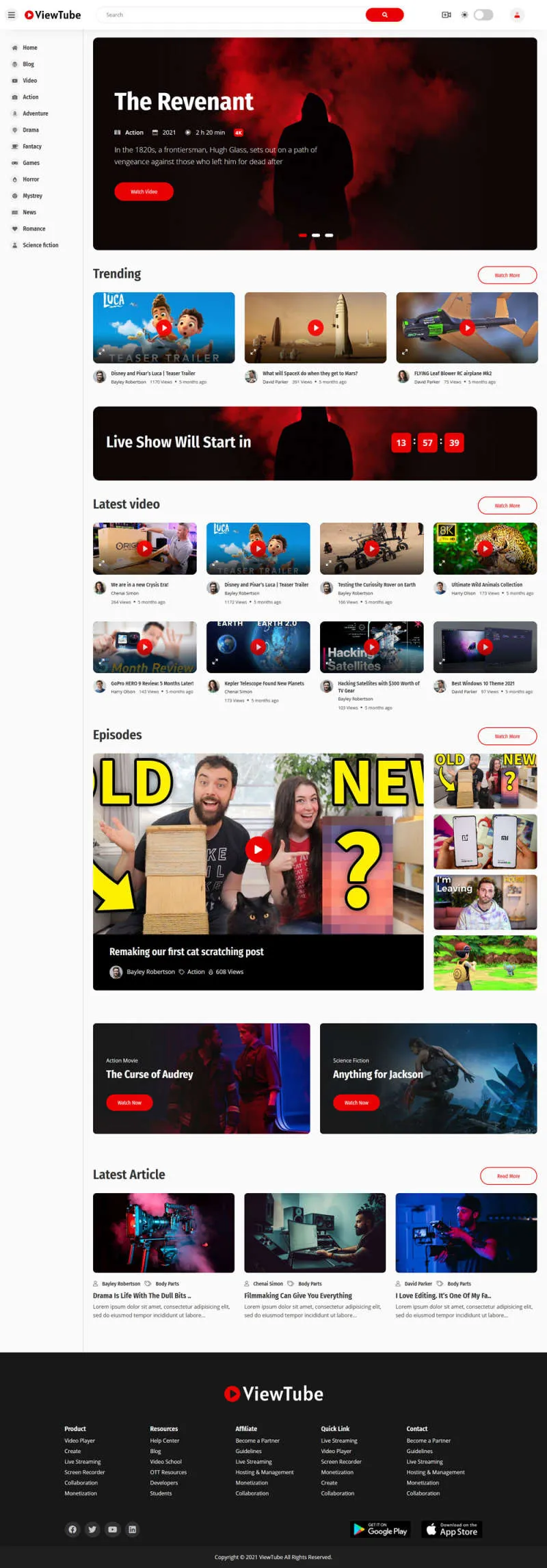 视频电影社交媒体平台HTML5网站模板-享梦库