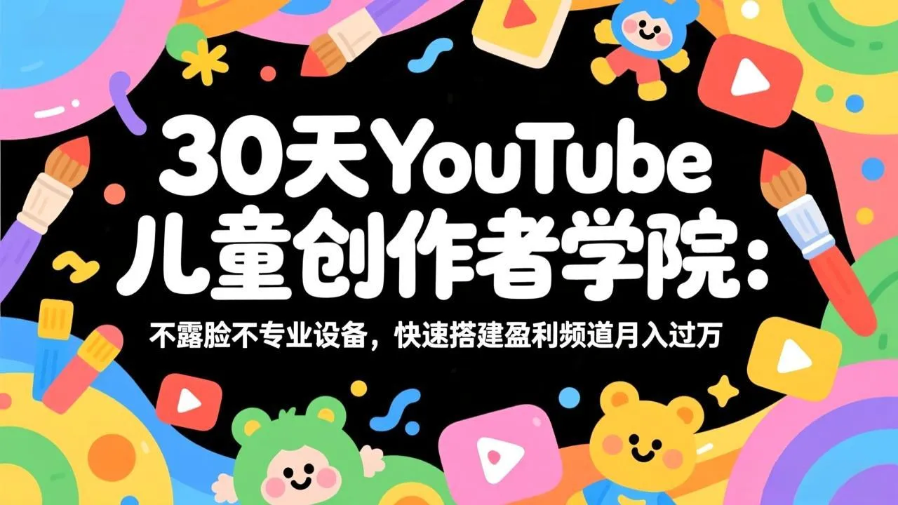 30天YouTube儿童创作者学院：不露脸不专业设备，快速搭建盈利频道月入过万-享梦库
