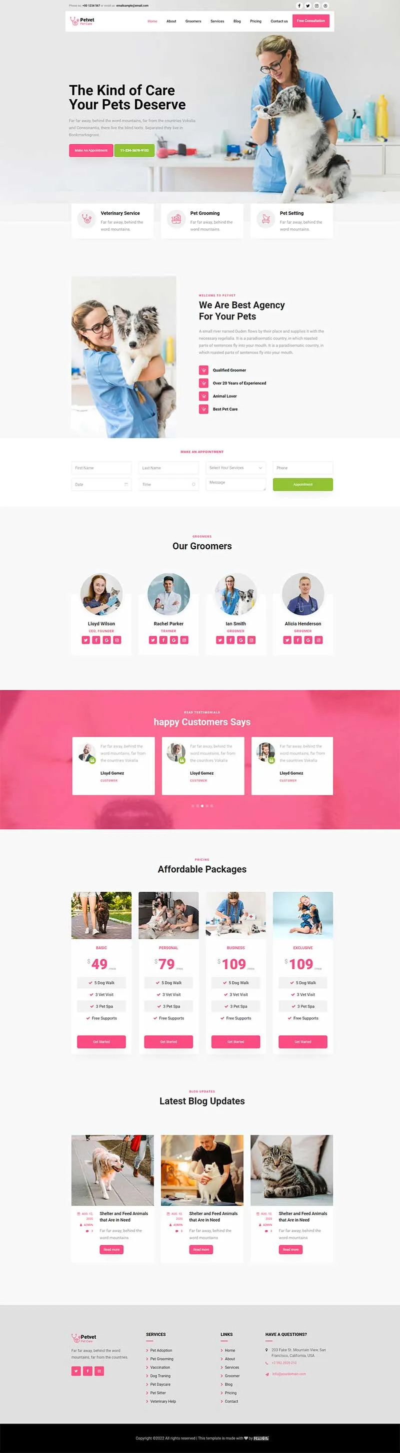 宠物诊所宠物医院html网站模板 - 享梦库-享梦库