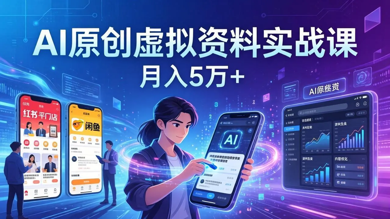 AI原创虚拟资料实战课：2026新机会，小红书闲鱼开店，普通人用AI轻松变现，月入5万+-享梦库