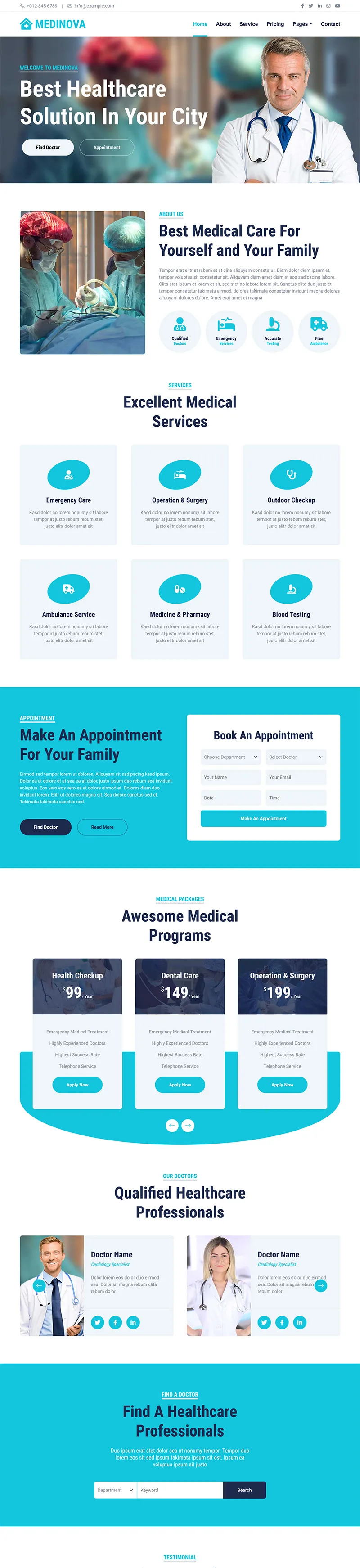 医疗护理保健方案html模板-享梦库