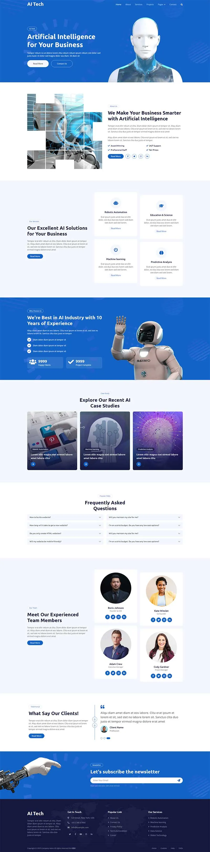 蓝色人工智能科技公司html5模板-享梦库