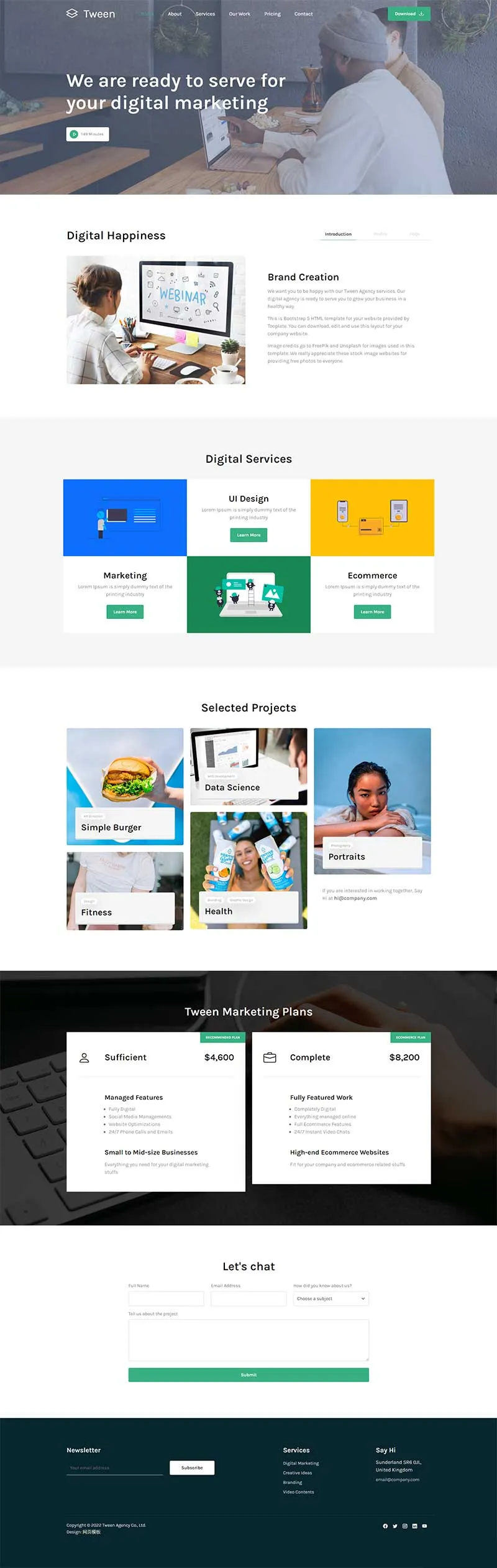 数字营销服务公司html5单页网页模板-享梦库