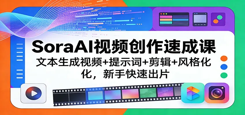 SoraAI视频创作速成课：文本生成视频+提示词+剪辑+风格化，新手快速出片-享梦库