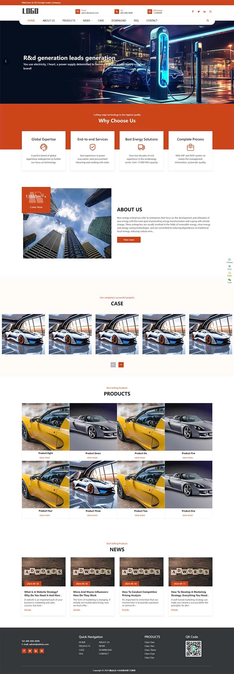 响应式汽车五金零配件英文pbootcms网站模板-享梦库
