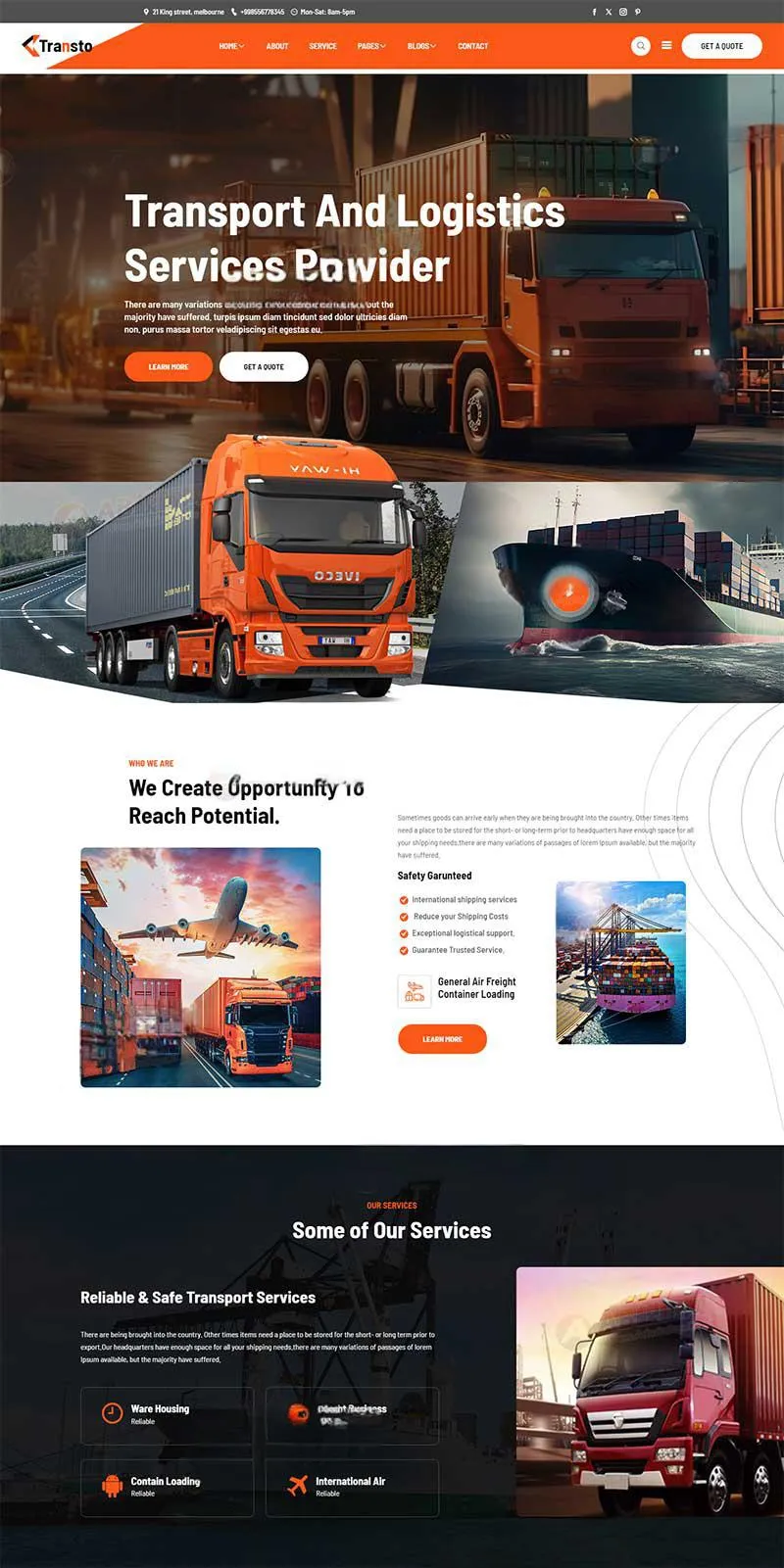 响应式货车物流运输网页模板-享梦库