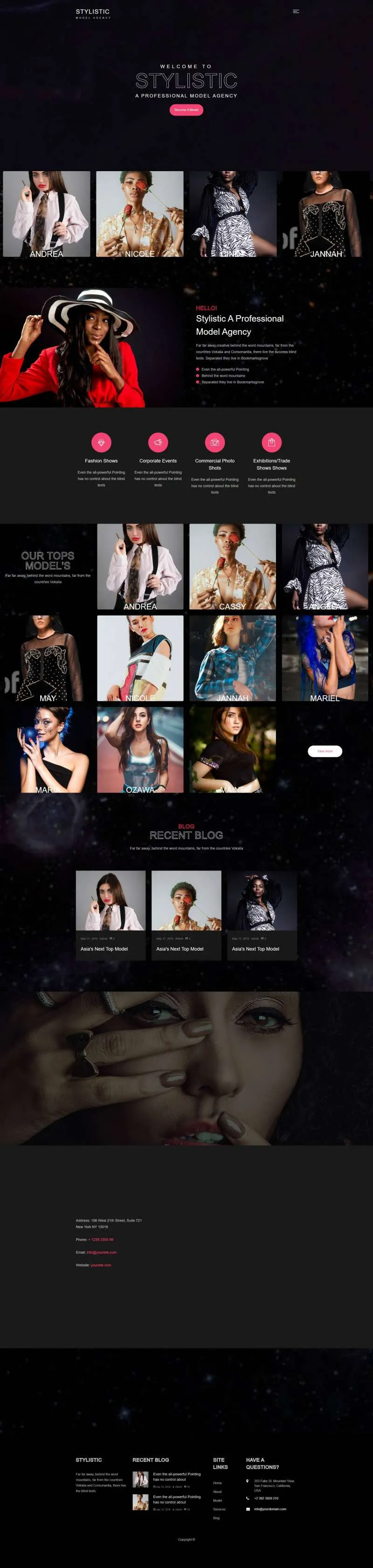 黑色模特经纪公司bootstrap4网站模板-享梦库