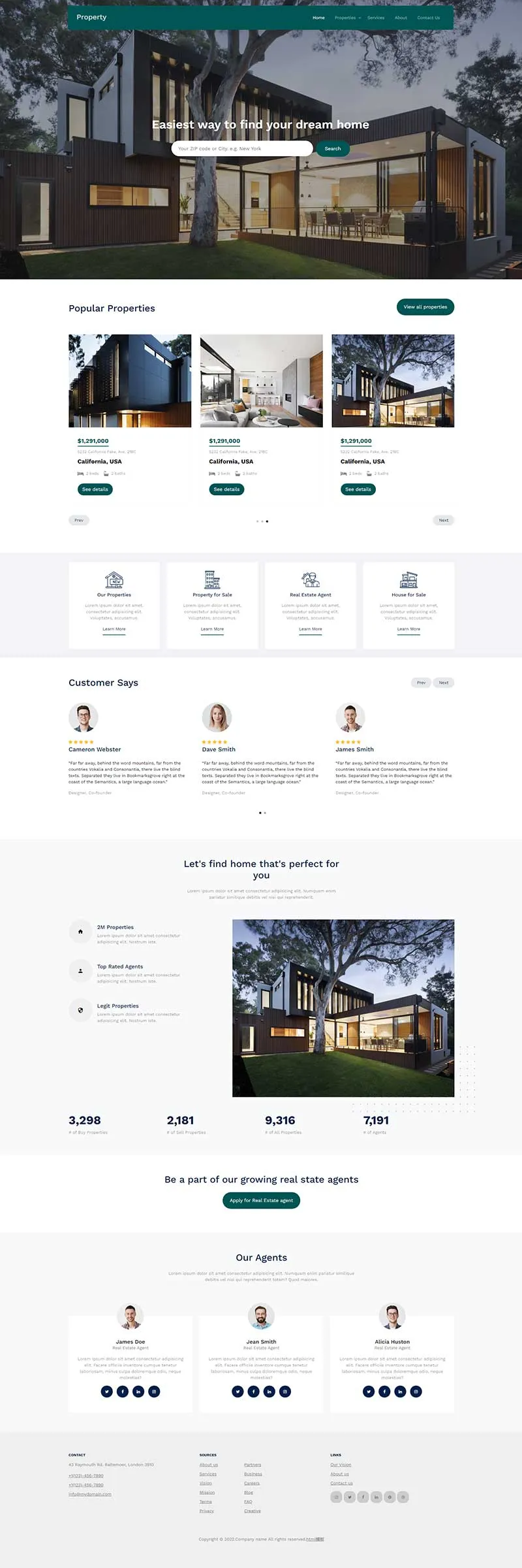 房屋别墅交易地产商html网站模板-享梦库