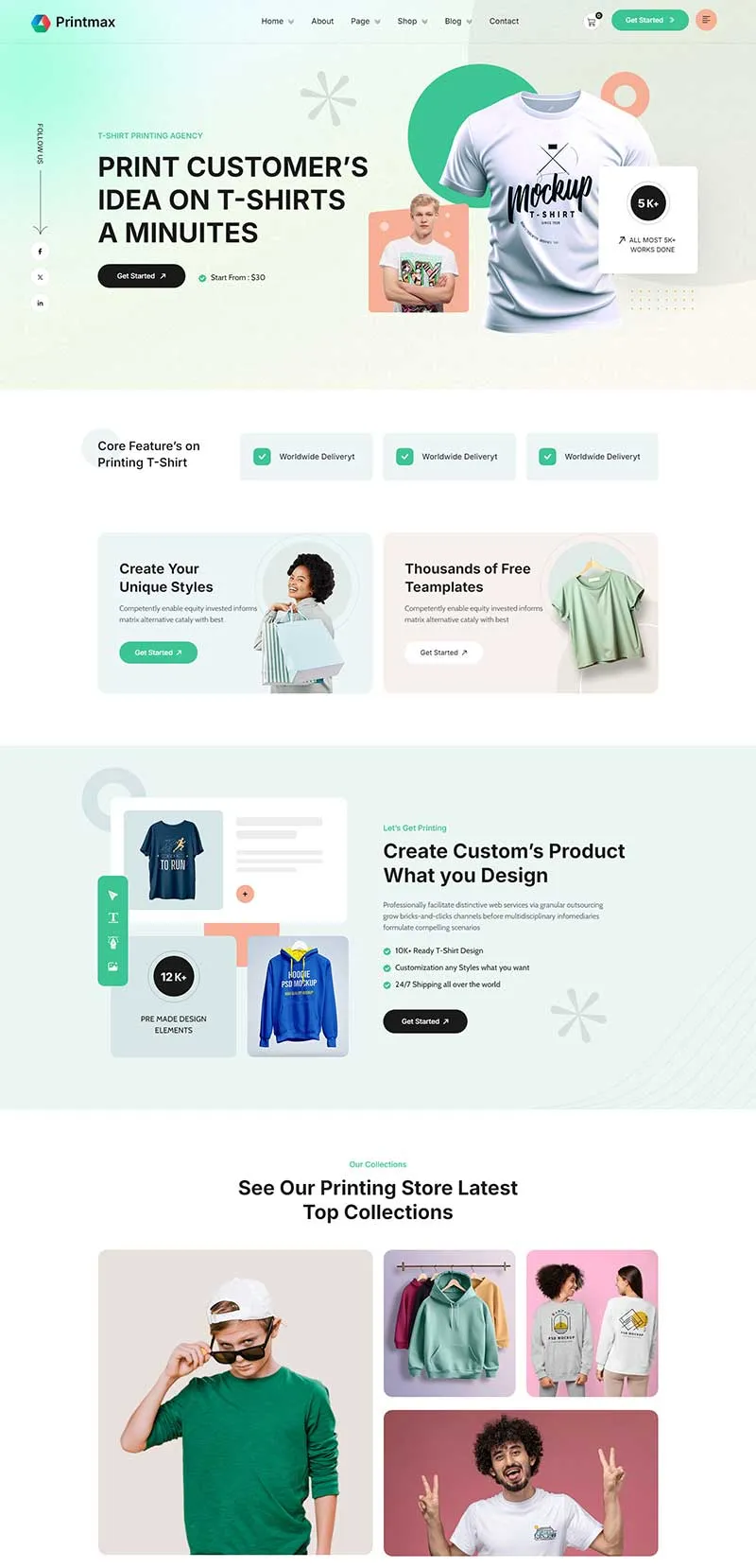 响应式服装T恤品牌官网网页模板-享梦库