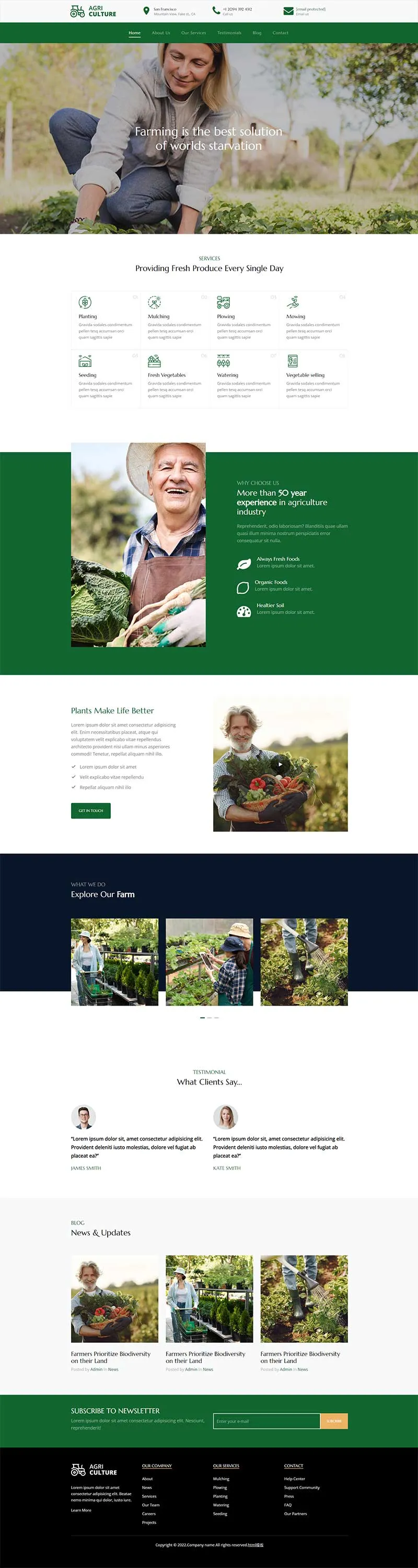 绿色有机果蔬农场Bootstrap静态模板-享梦库