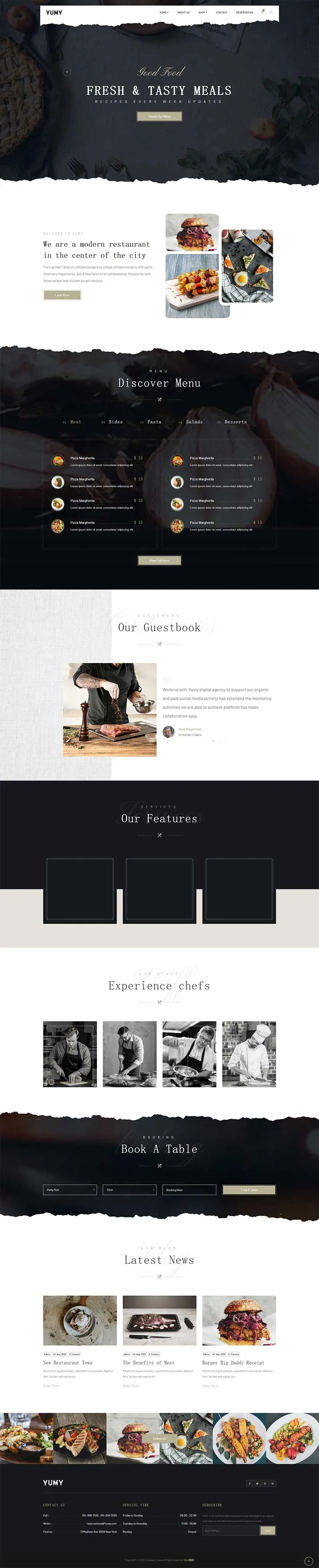 黑色高端私人厨房餐饮类html模板-享梦库