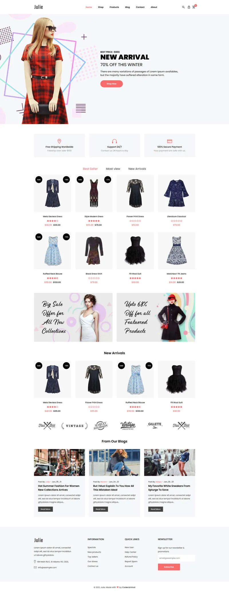 女装服饰服装设计定制电商bootstrap网站模板-享梦库