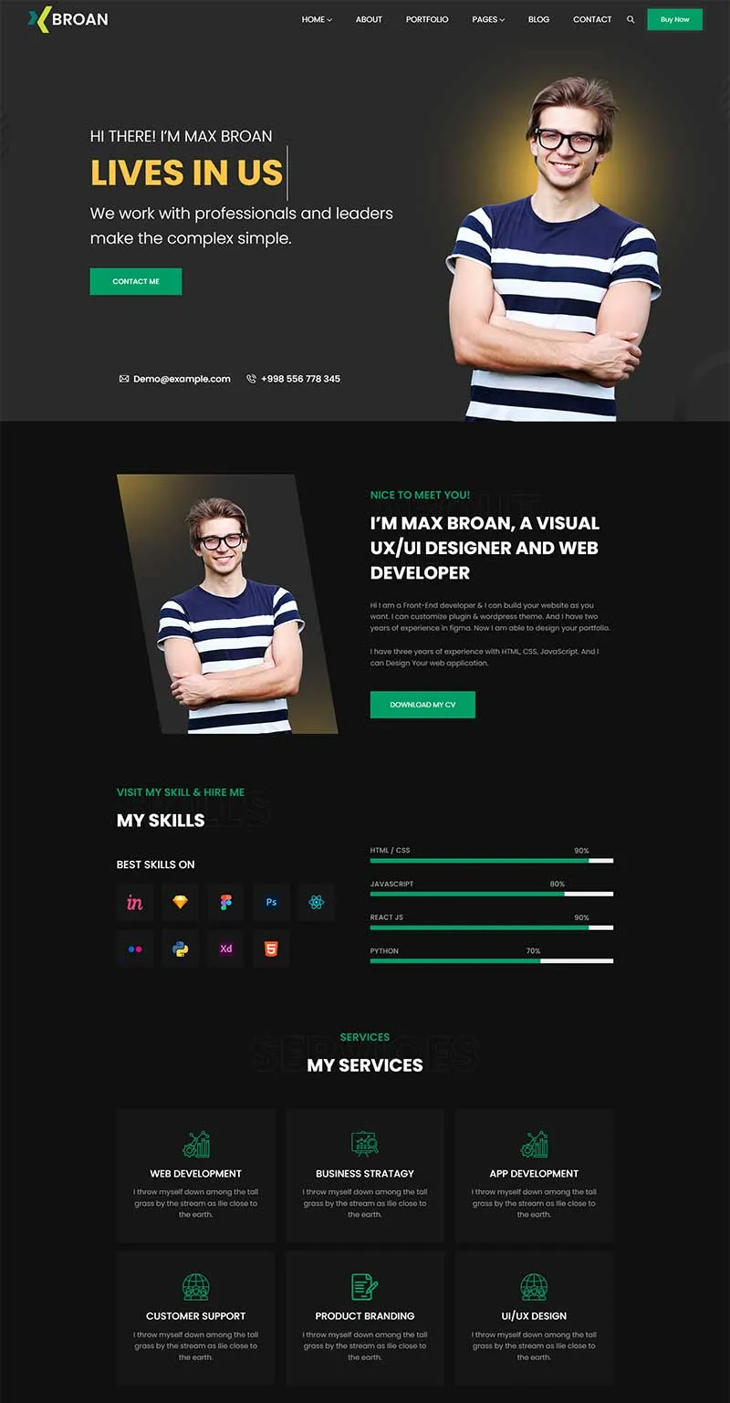 酷黑色响应式程序员个人介绍网页模板-享梦库