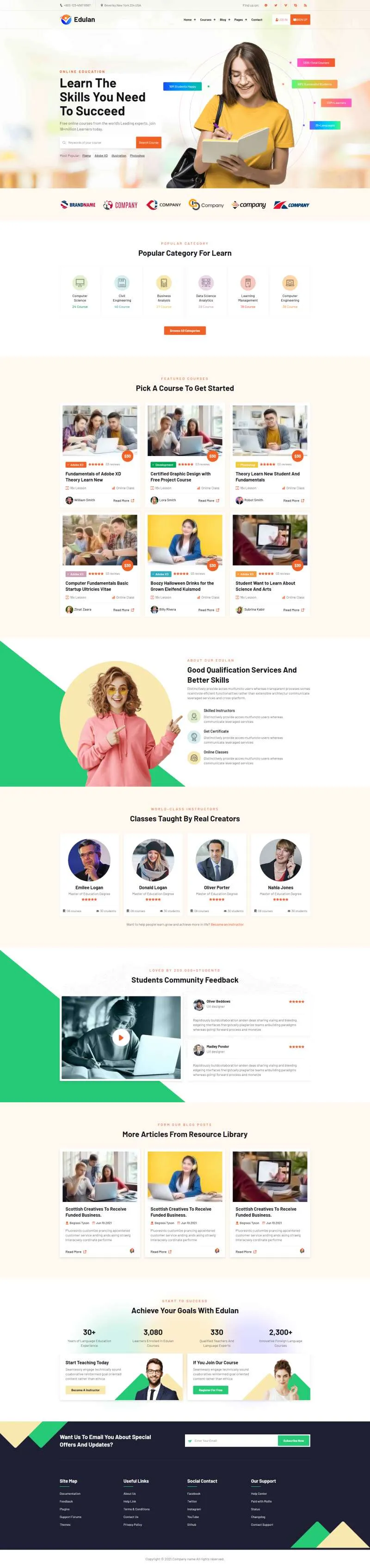 国外在线教育培训机构html网站模板下载-享梦库