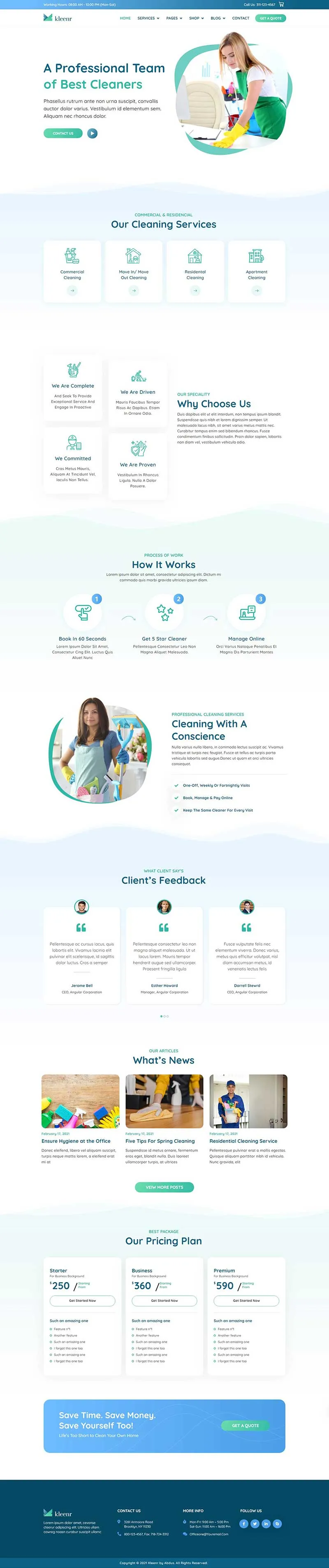绿色清洁打扫家政服务公司html模板 - 享梦库-享梦库