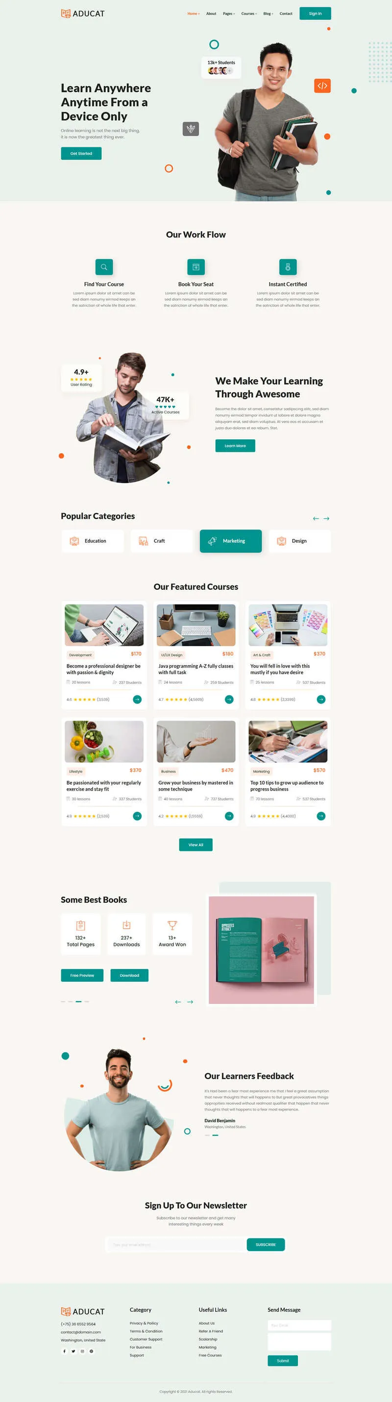 在线教育课程培训平台html网站模板-享梦库