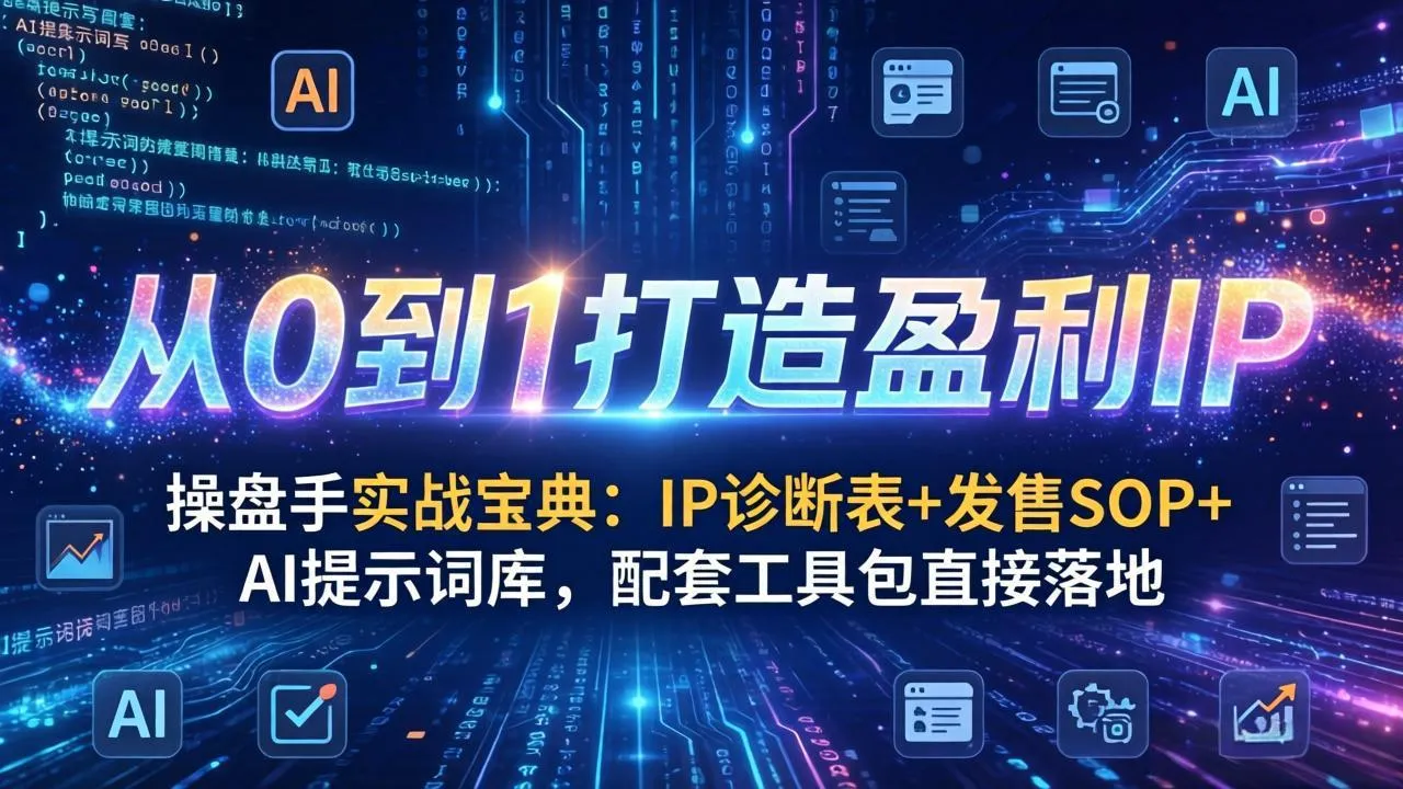操盘手实战宝典：IP诊断表+发售SOP+AI提示词库，配套工具包直接落地，从0到1打造盈利IP-享梦库