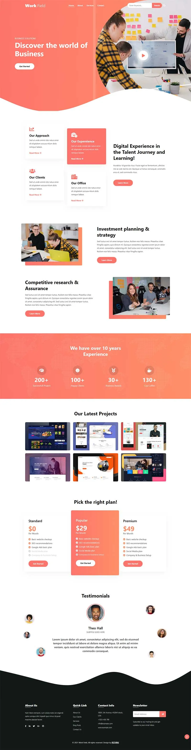 橙色商务策划品牌推广html网页模板-享梦库