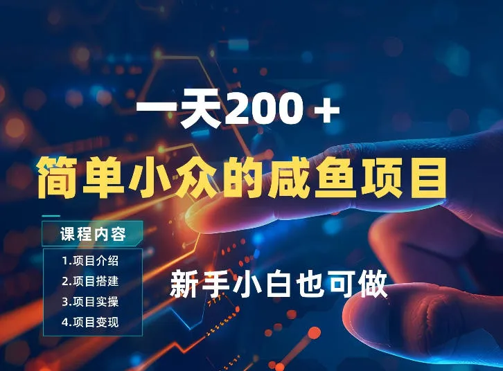 一天收入2张，一个简单小众的咸鱼项目，0门槛小白也能做-享梦库
