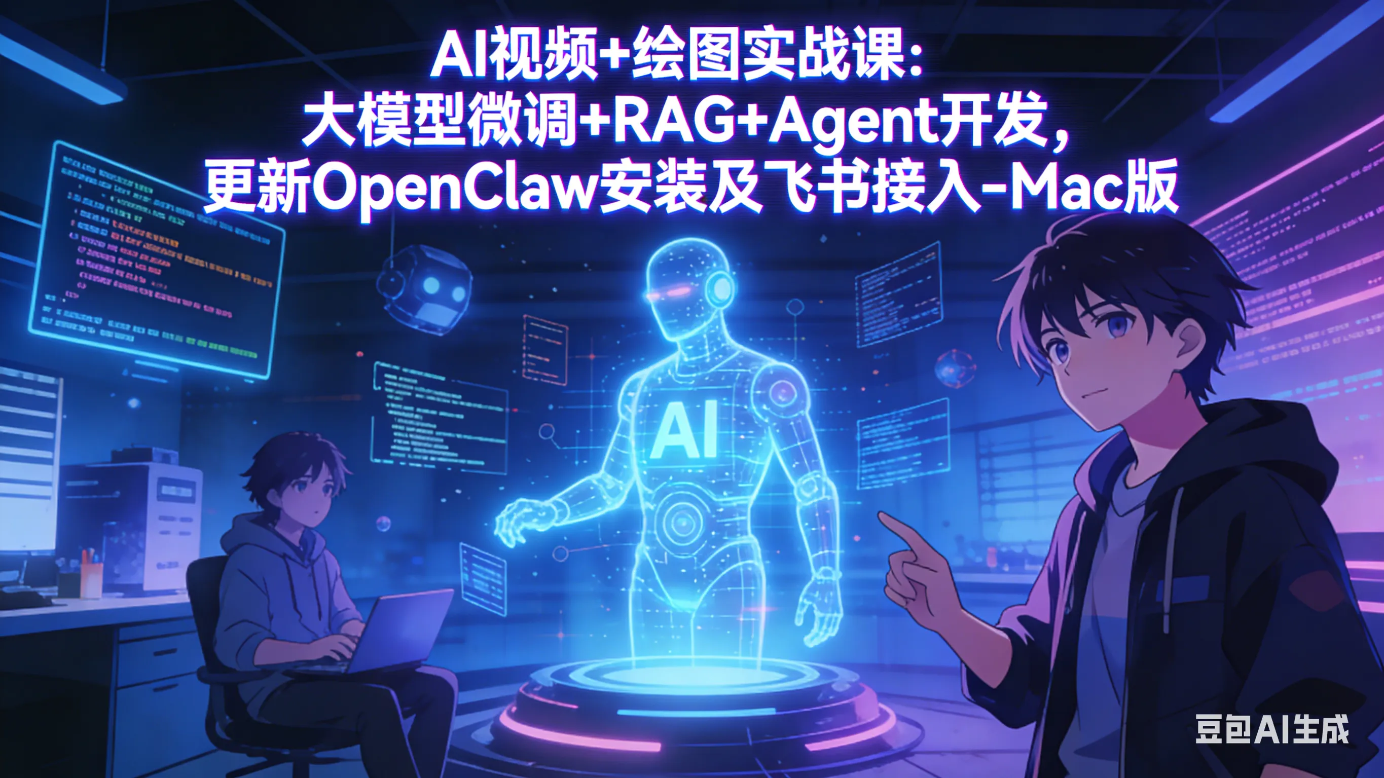 AI视频+绘图实战课：大模型微调+RAG+Agent开发，更新OpenClaw安装及飞书接入-Mac版-享梦库